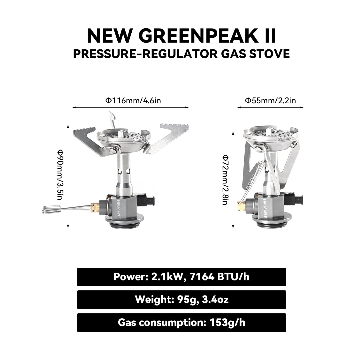 Fire-Maple Greenpeak 2 Fornello da Campeggio con Regolatore di Pressione – Stufa Ultraleggera e Compatta a Gas Propano – Bruciatore per Pentole ideale per Escursionismo, Trekking e Pesca