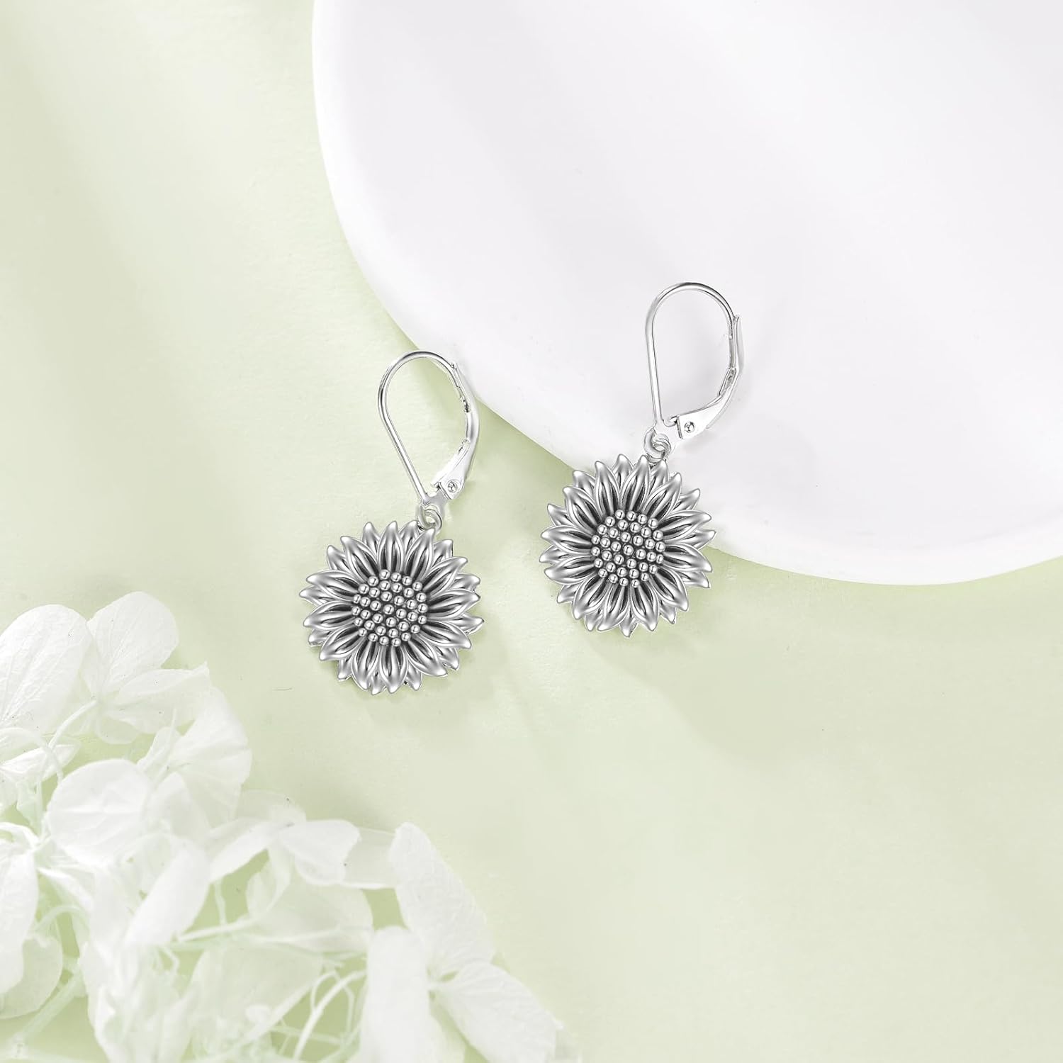 LONAGO 925 Sterling Silver Sunflower/Red Cardinal/BlueJay Bird Dangle Earrings Heart Animal Leverback Earrings Jewelry Gifts for Women