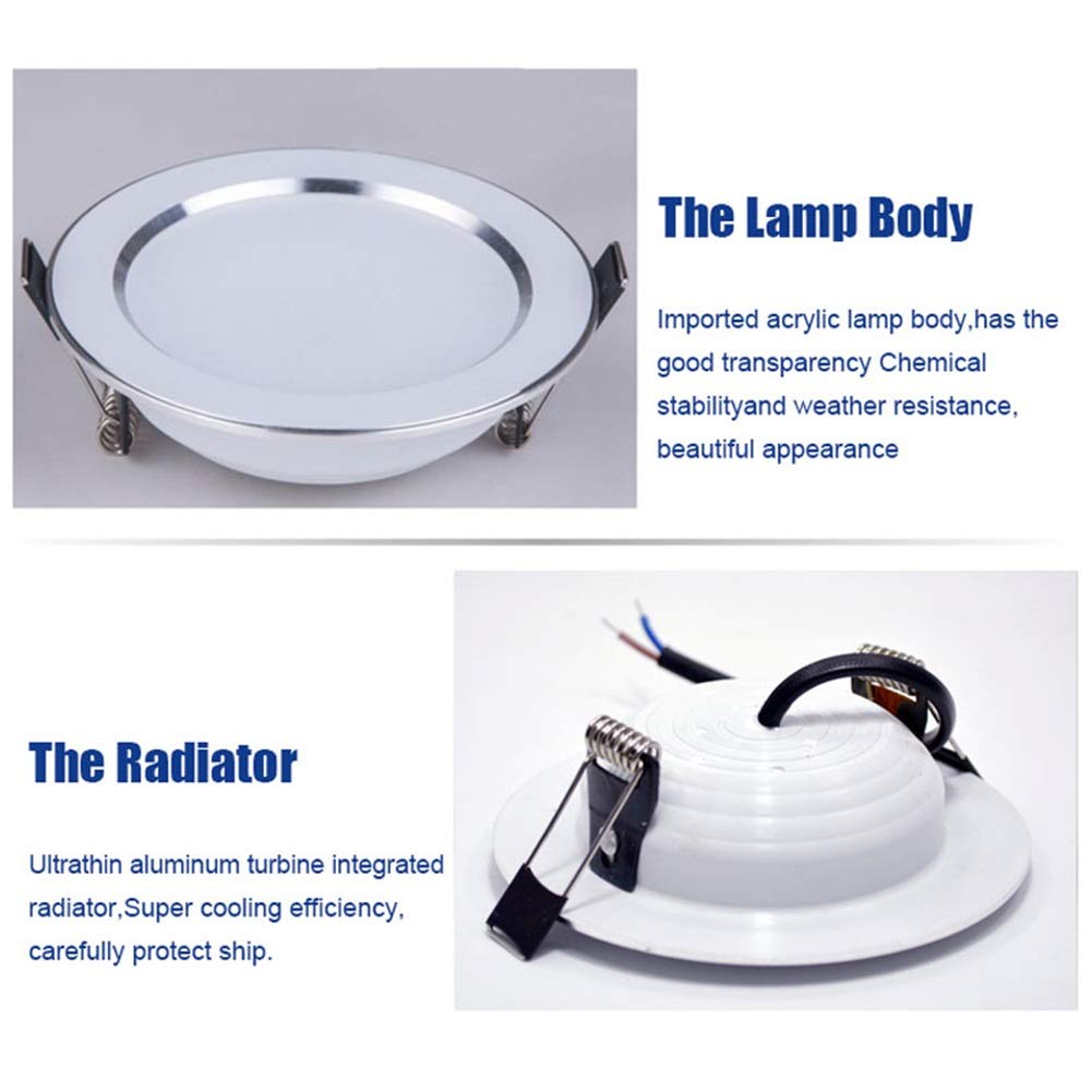 Chillers Foco LED para empotrar en el baño 30 mm ultraplano Incl.10 módulos LED IP65 95lm, Color de luz Blanco cálido/Natural/Blanco frío (Color : Natural Light, Size : 9w)