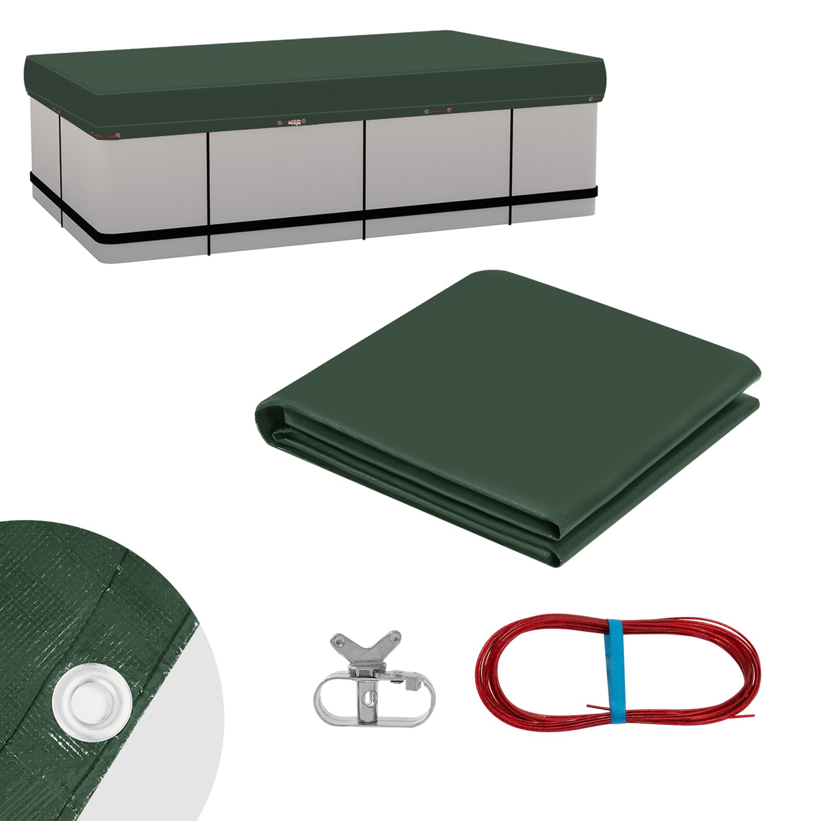 WOLTU Cobertor Piscina Redonda Ø 305 cm, Lona Cubierta de Diámetro 244-270 cm, PE 200 g/m², Impermeable y Opaco con Ojas y Cuerda de Fijación, Gris Oscuro — view 14