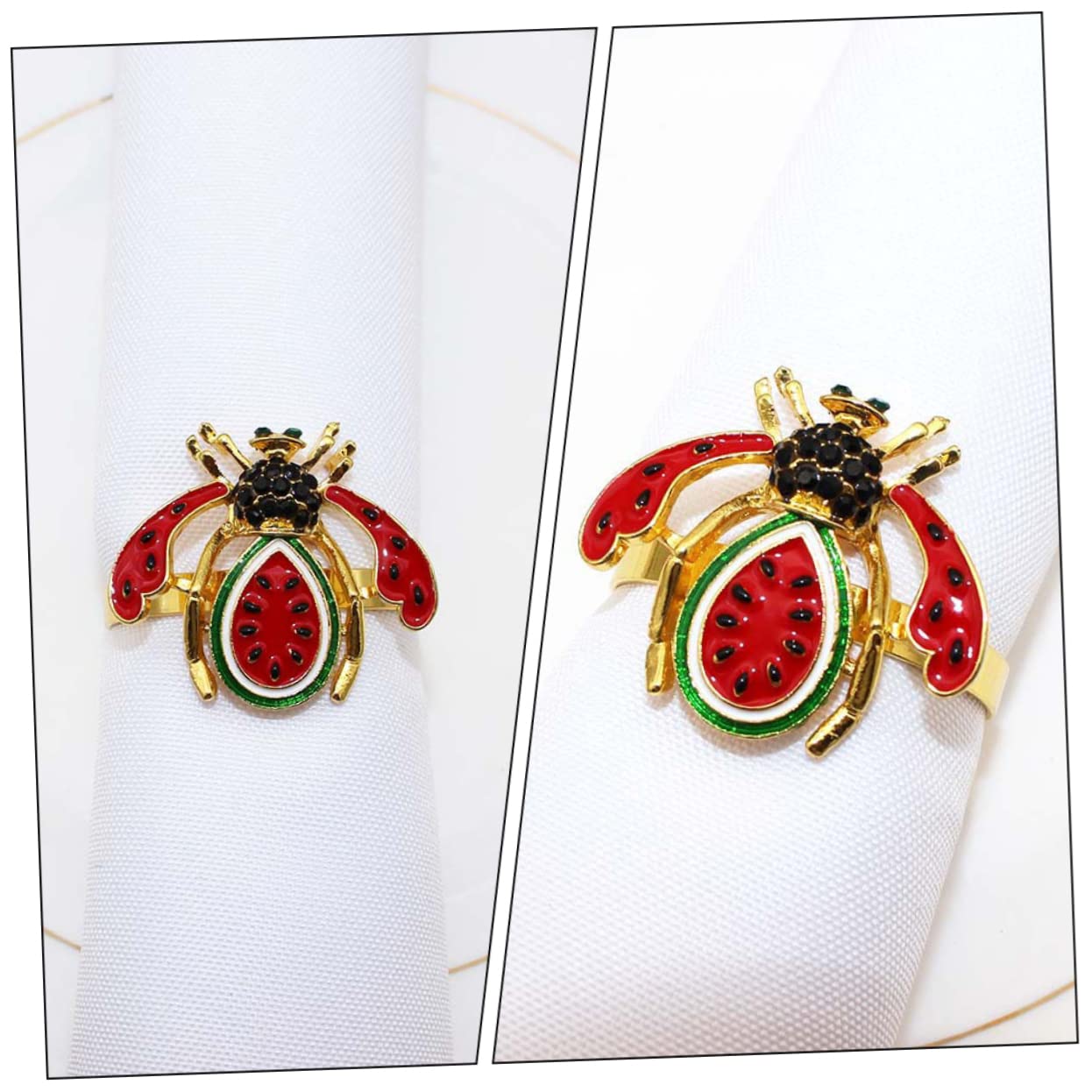 Alipis 12stücke Teiliges Dekorative Serviettenringe Wassermelonendesign Und Bienenmotiv Für Hochzeiten Partys Und Tischdekorationen