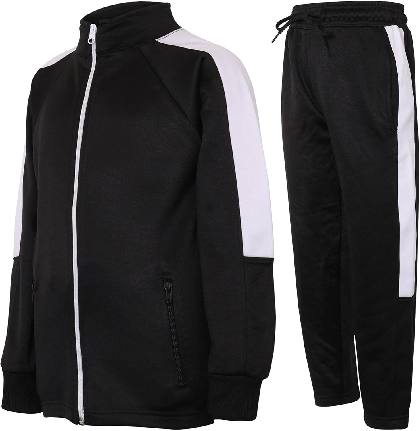 Kids Girls Boys Fleece Tracksuit School PE Kit Contrast Jogging Bottoms & Hoodie