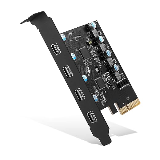 PCIe Gen3 x2 USB 3.2/3.1 Card ASM3142- PCI Express to 4-Port Type C HUB Internal Expansion Card Controller Adapter PCI Express Card Desktop PC Support Multiple INs
