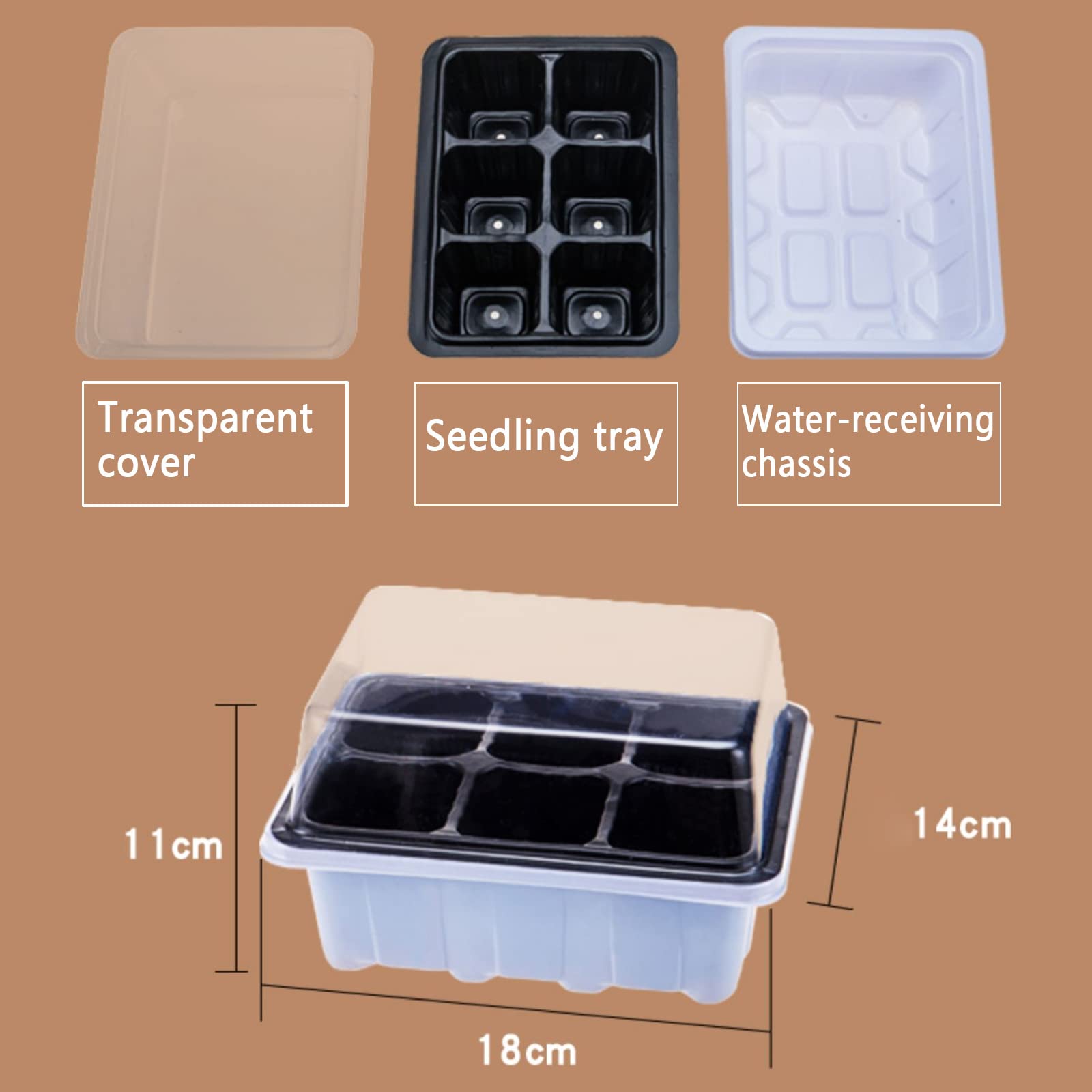 6 Pièces Bac à semis, Mini Serre pour Plantes Intérieure Plateau de Germination à 12 cellules Pépinière Boîte Propagateur avec Couvercle pour Jardin Croissance Semence