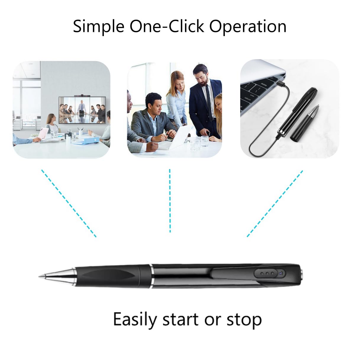 Caméra Portable Stylo 1080P Grand Angle 100° Enregistrement en Boucle Stockage Local