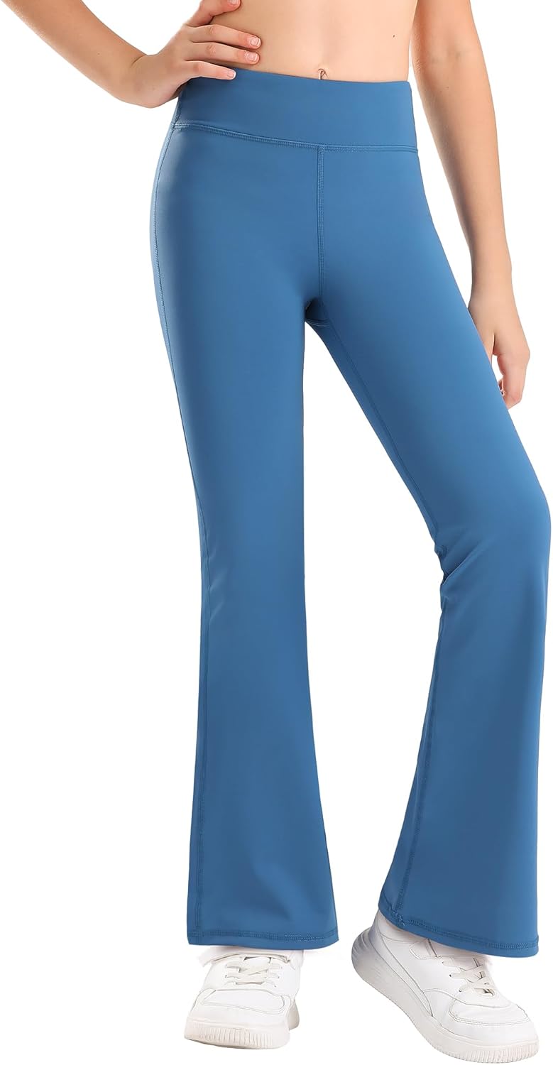 STELLE Girl's Flare Leggings High Waisted Yoga Pants Bootcut Dance Casual Pants Activewear Kids Bell Bottoms