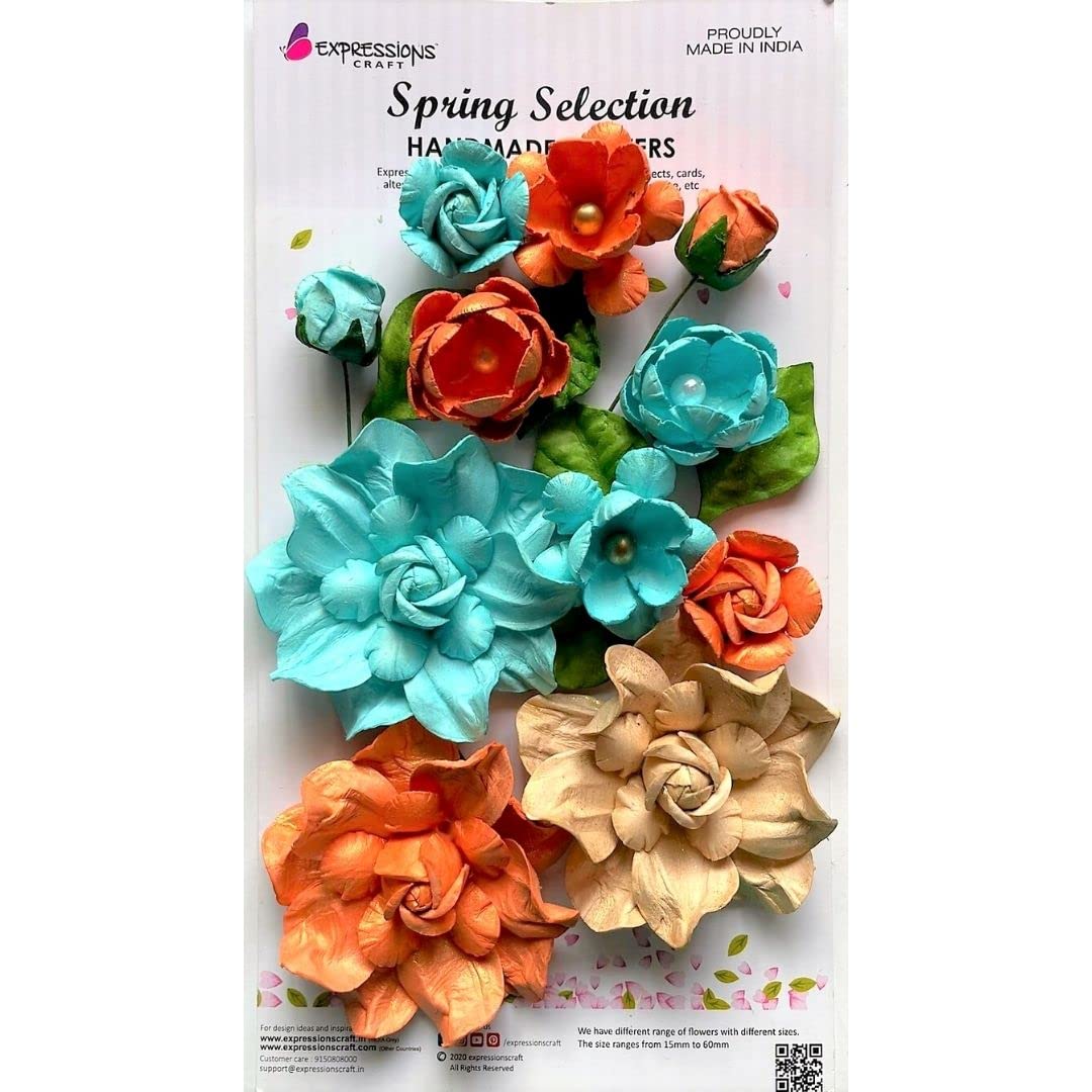 immix Expressions Craft Handmade Paper Flower Mixed Melody Blue & Orange-image-35
