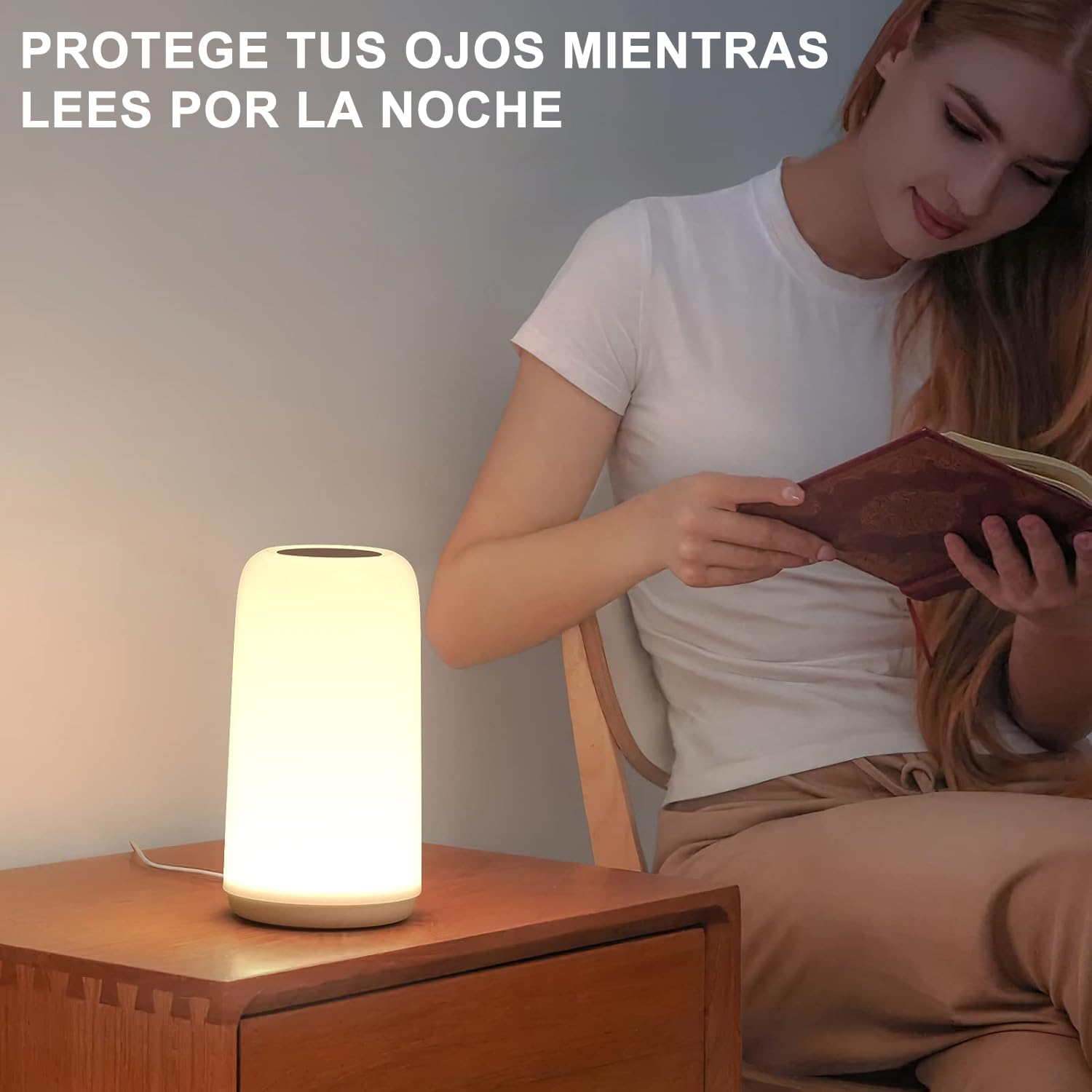 ROOTRO Lampe de Chevet Tactile RGB Polyvalente, Lampe de Table Dimmable avec 3 Modes Intensité d'Éclairage Design Épuré Lumière Douce sans Scintillement Parfaite Chambre Bureau Lampes de Table Cadeau