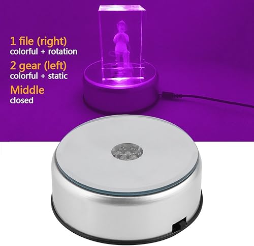 Miniatura 3 de Ejoyous Base de pantalla LED de 4 pulgadas para arte de cristal de cristales, luz colorida 7 LED RGB iluminados con soporte de pantalla de cristal
