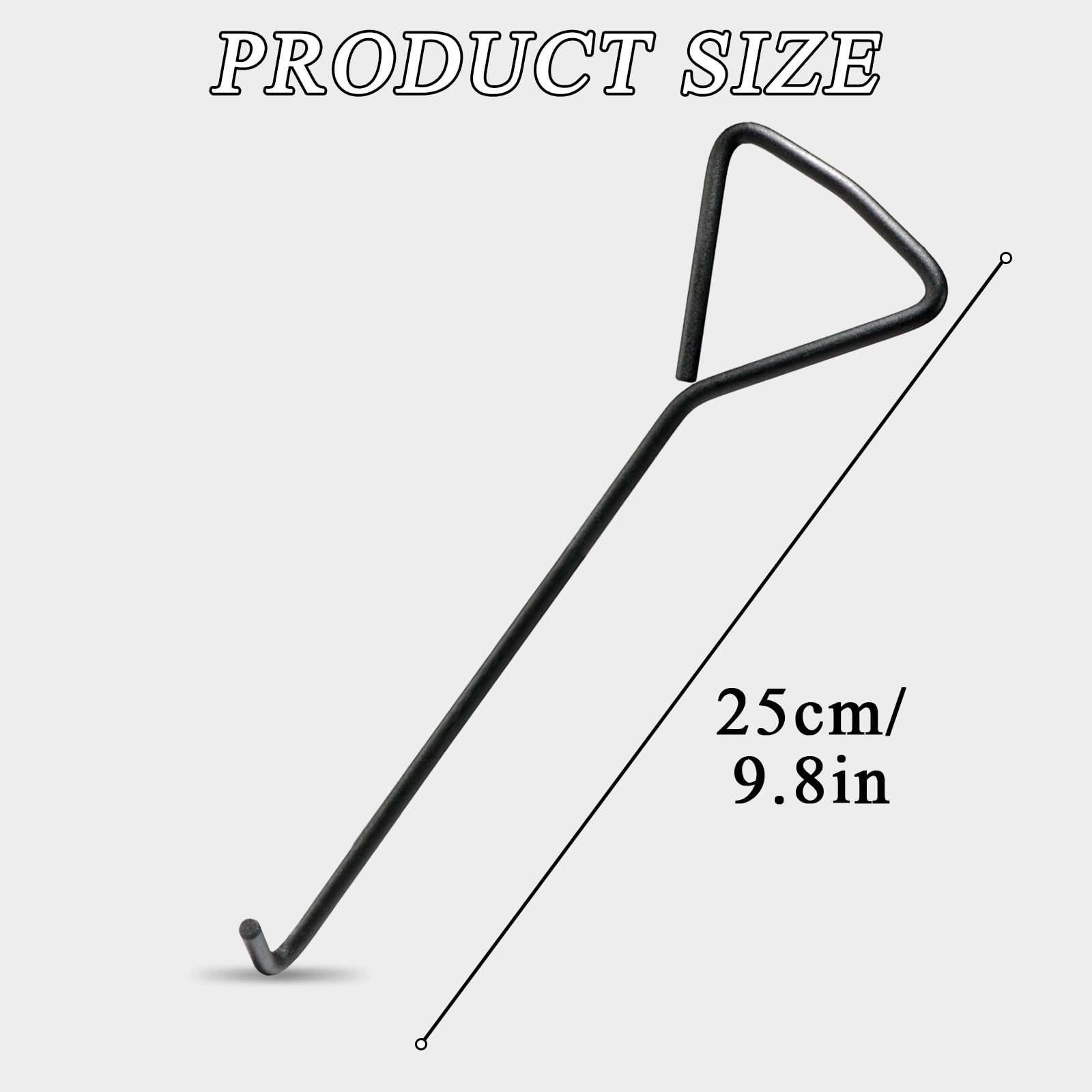 25cm Manhole Cover Lifter, Pack of 2 Manhole Lid Lifters with 1 Gloves, Black Carbon Steel Gulli Lid Hooks and Manhole Lid Lifter,Manhole lid Lifter for Manhole lid