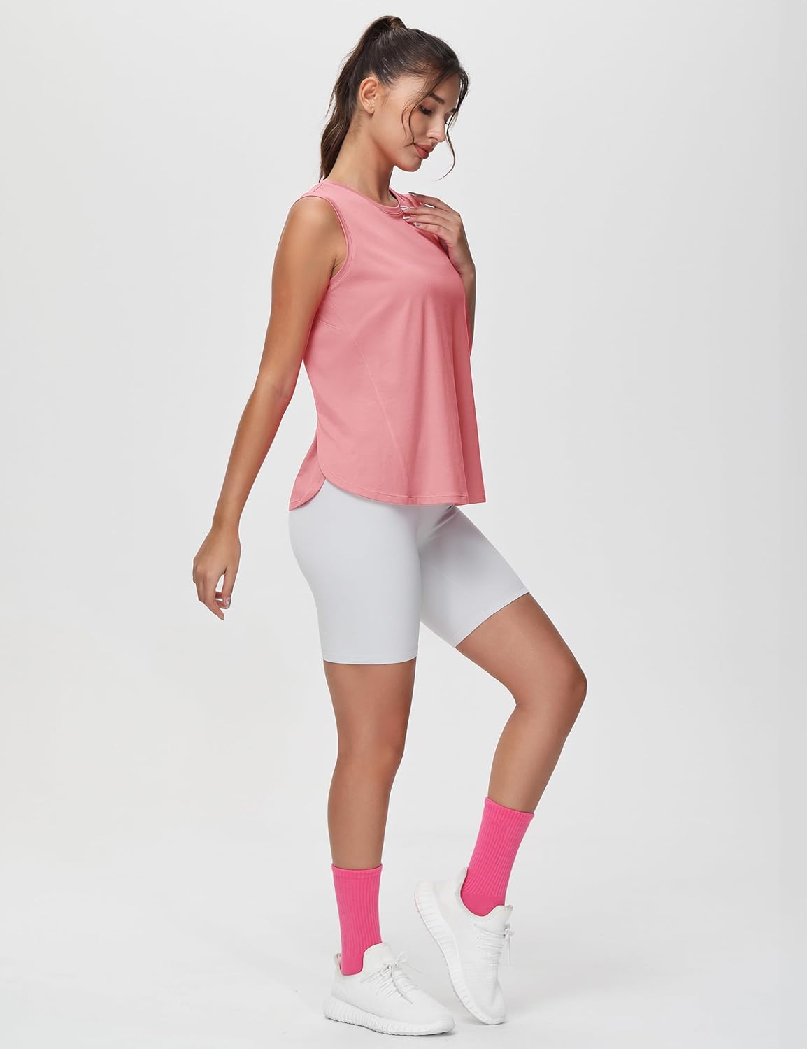 THE GYM PEOPLE Women's Workout Tank Tops Loose Fit Sleeveless Breathable Yoga Shirts with Side Slits - Image 6