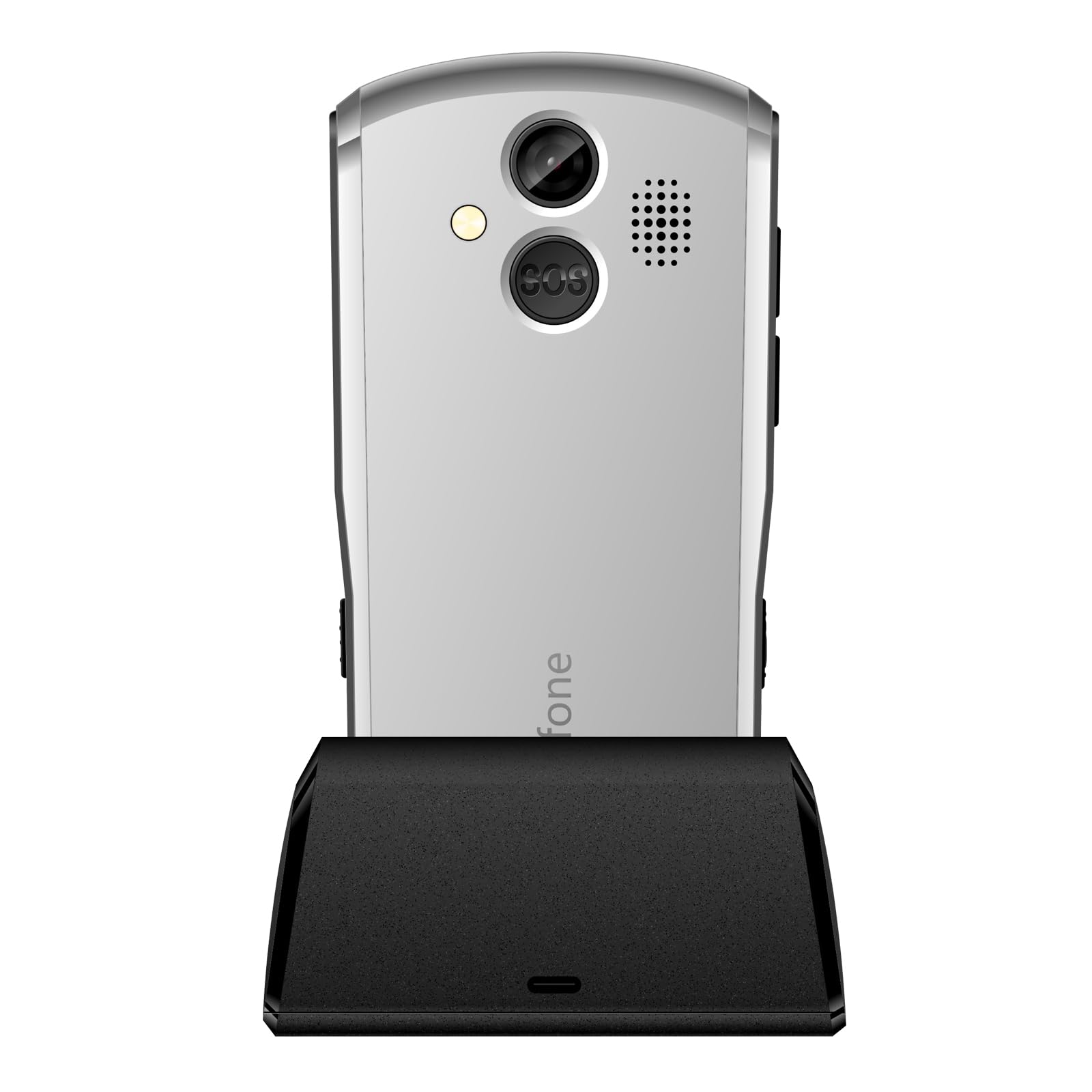 artfone A400 4G Telefono Senior senza Abbonamento丨Telefono con Tasti Grandi per Anziani con Fotocamera 2MP & Tasto SOS丨Display 2,4 Pollici丨Batteria 1800mAh丨Base di Ricarica丨USB-C – Argento
