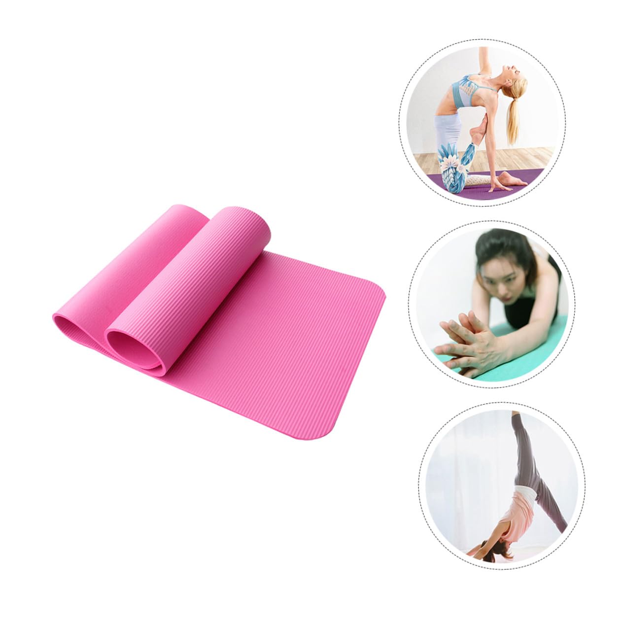 Tappetino Yoga Nbr Spesso Antiscivolo Rosa per Fitness | Ammortizzazione Antiurto, Buona Elasticità, per Stretching e Allenamento a Casa Colore Casuale