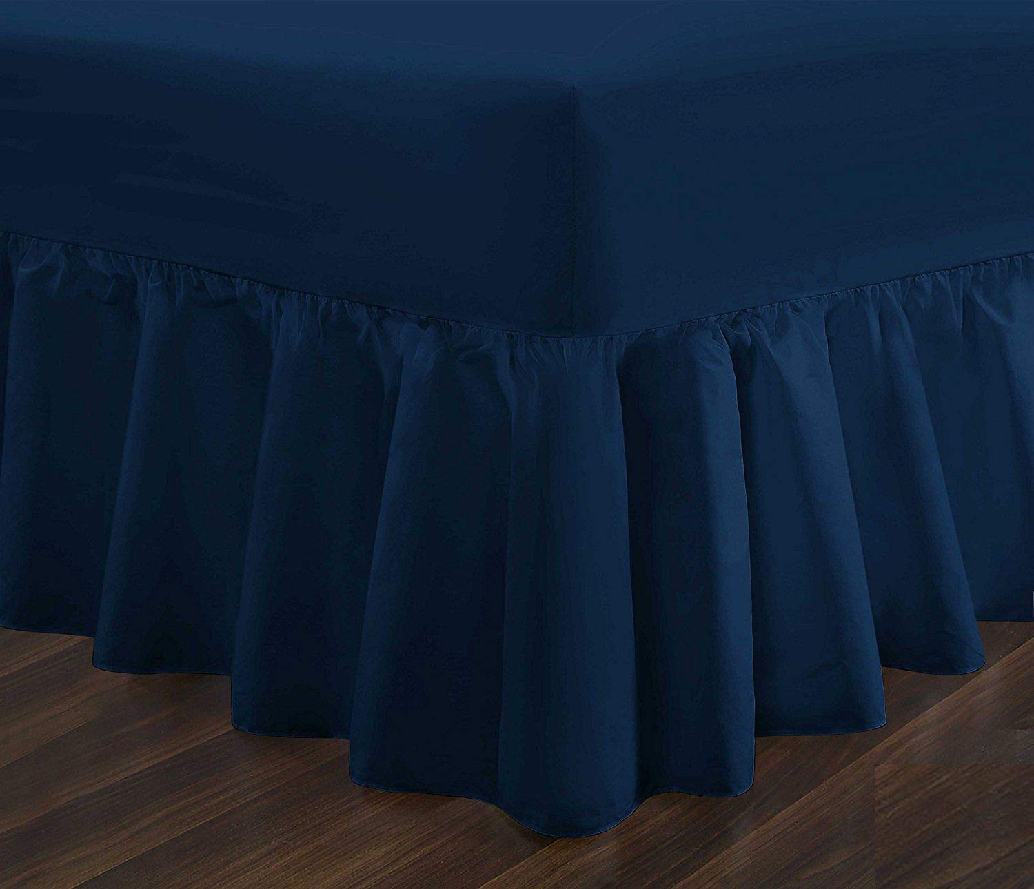 Bluemoon Bedding Navy Bluemoon Bedding® Easy Care Percale Extra Deep Fitted Valance Sheet Poly-Cotton Bed Sheet (, Double)