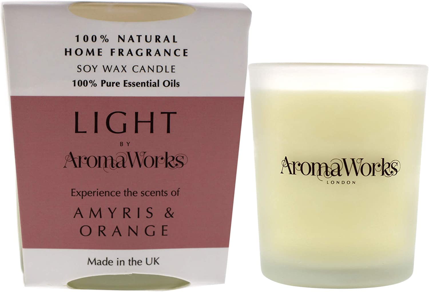Light Range Amyris & Orange Candle | Creates a Calm Enhancing Atmosphere | Provides a Sense of Happiness | Naturally Scented | 100% Pure Essential Oils | 2.64 Oz