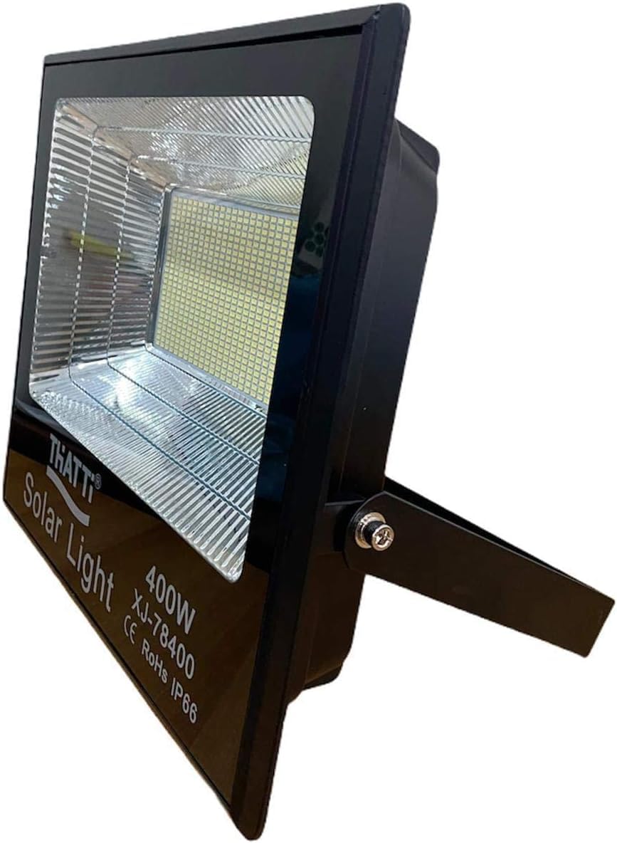 SQUADO - Faro 400W A Led Con Pannello Solare E Sensore Crepuscolare Con Telecomando
