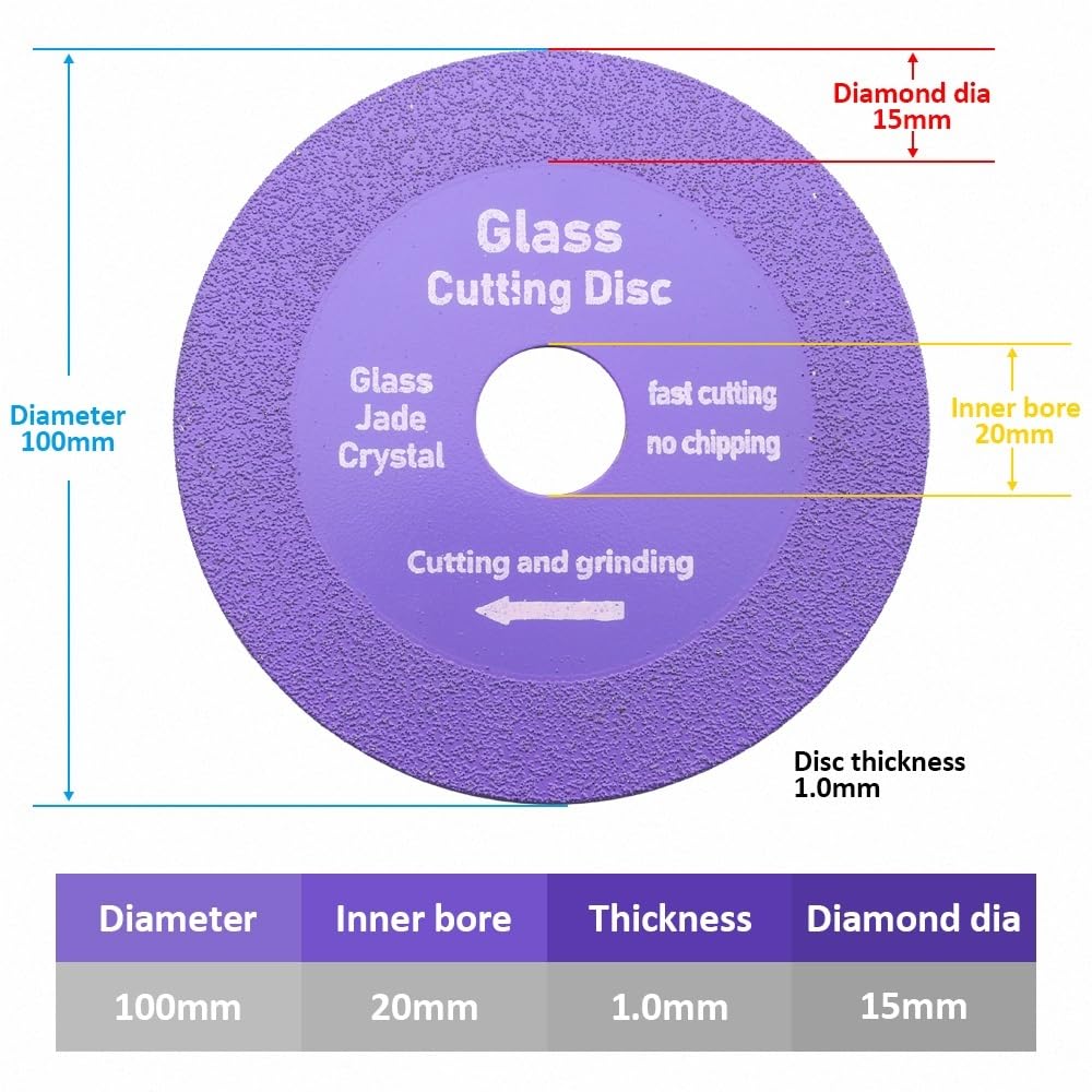 Diamentowe brzeszczoty do pił, Tarcza szlifierska do szkła, ceramiki, marmuru, żółto-niebiesko-zielono-fioletowa, 100/115/125 mm(Purple,100mm)