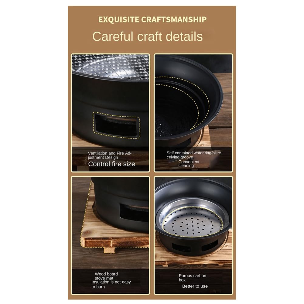 Barbecue rotondo in acciaio inox, senza fumo, per esterni, barbecue commerciale, barbecue portatile, ideale per feste in giardino e campeggio