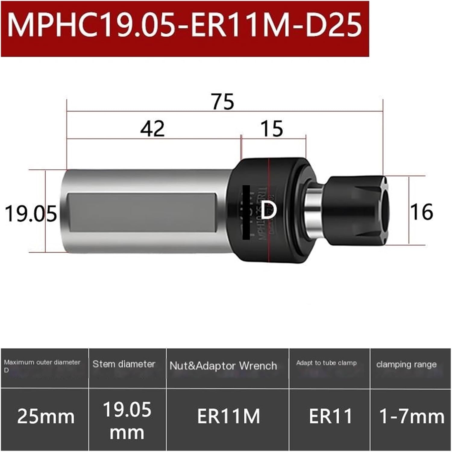 Radial Floating Reamer Shank - Automatic Return Centering Machine(MPHC19.05-ER11M)