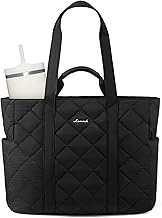 LOVEVOOK Tote Bag for Women,Large Puffer Tote Bag with Zipper,Quilted Puffy Work Bag Purse for Travel Beach Gym Weekend