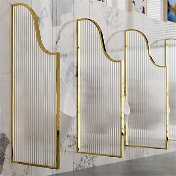 Urinal Partition,Bathroom Partition,Toilet Protection Divider,Wall-Mounted Wooden Partition Panel Board Urinal Baffle, for Schools/Shopping CentersGold,3pcs