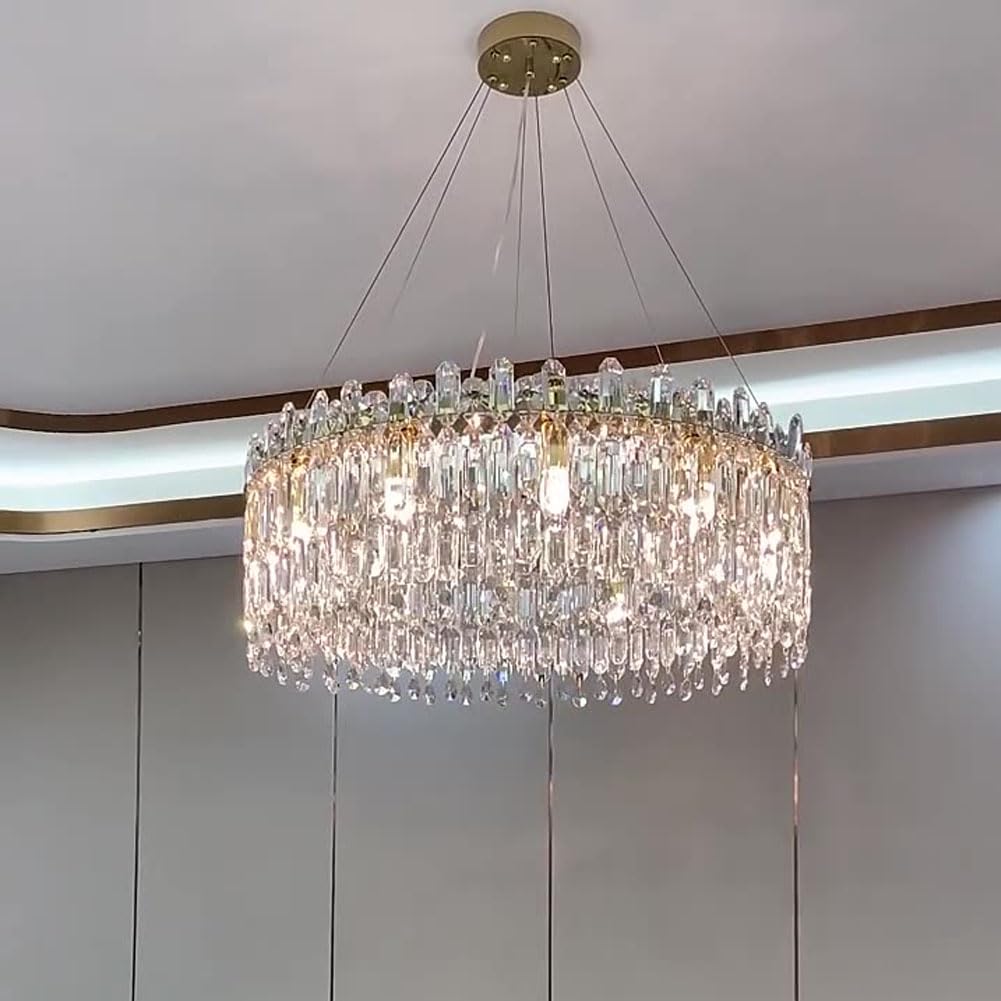 HXYSXHJUO E14 simple light luxury crystal chandelier, modern high grade led light, creative K9 for living room dining bedroom study lamps and lanterns,60cm