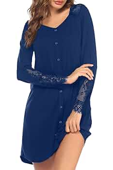 Camicia Da Notte Donna In Satin - Manica Lunga, Scollo A V, Elegante E Comoda