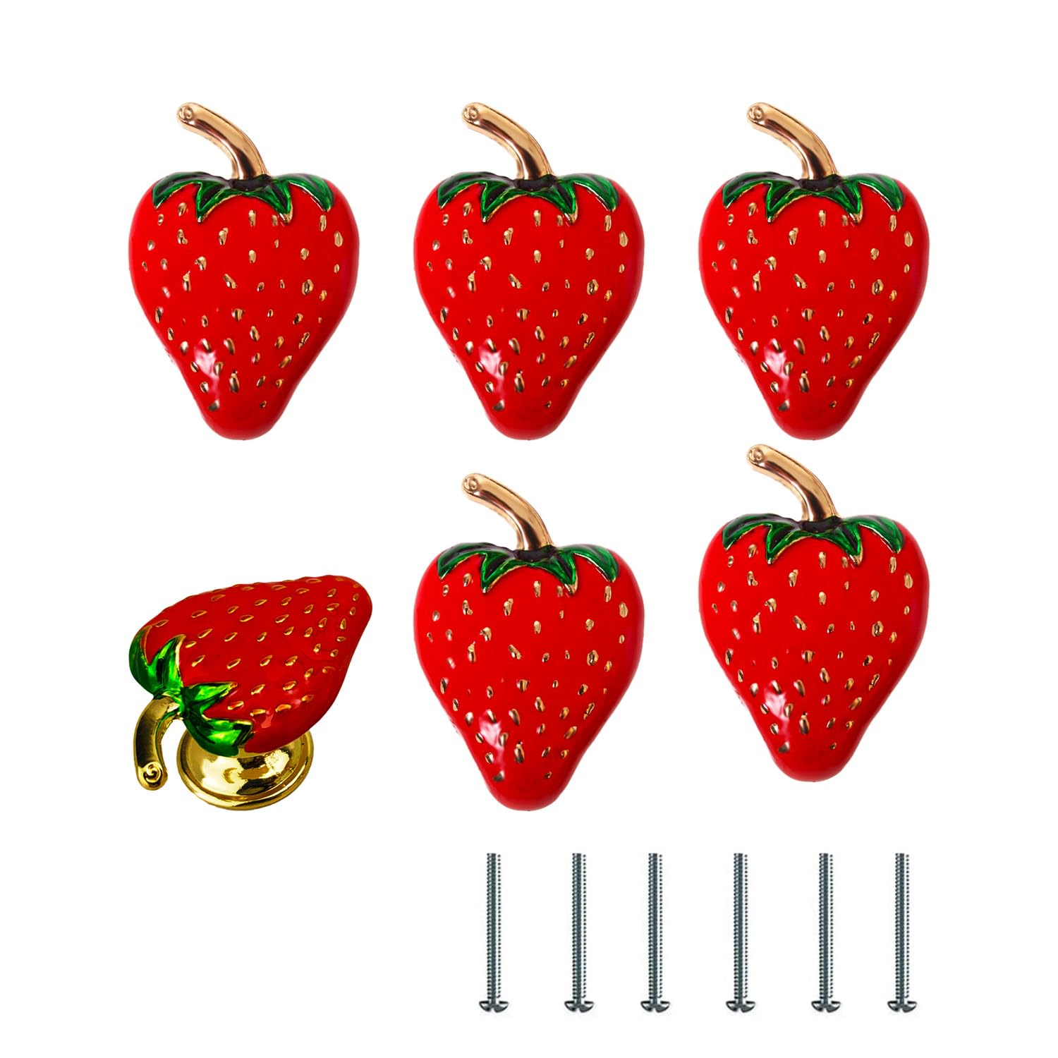 Lot De 6 Boutons En Forme De Fraise Couleur Rouge 13mm