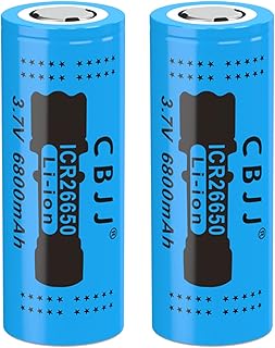 26650 Rechargeable Battery 3.7V 26650 Battery 6800mAh High Capacity Batteries for Flashlight, 2 Pack