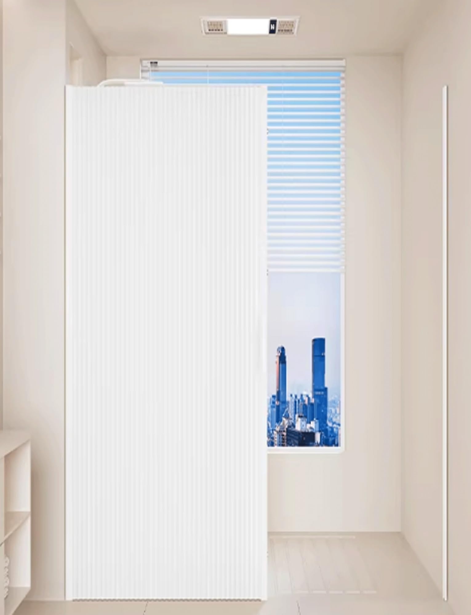Cortina de baño plegable magnética de 130"x180" contra filtraciones de agua