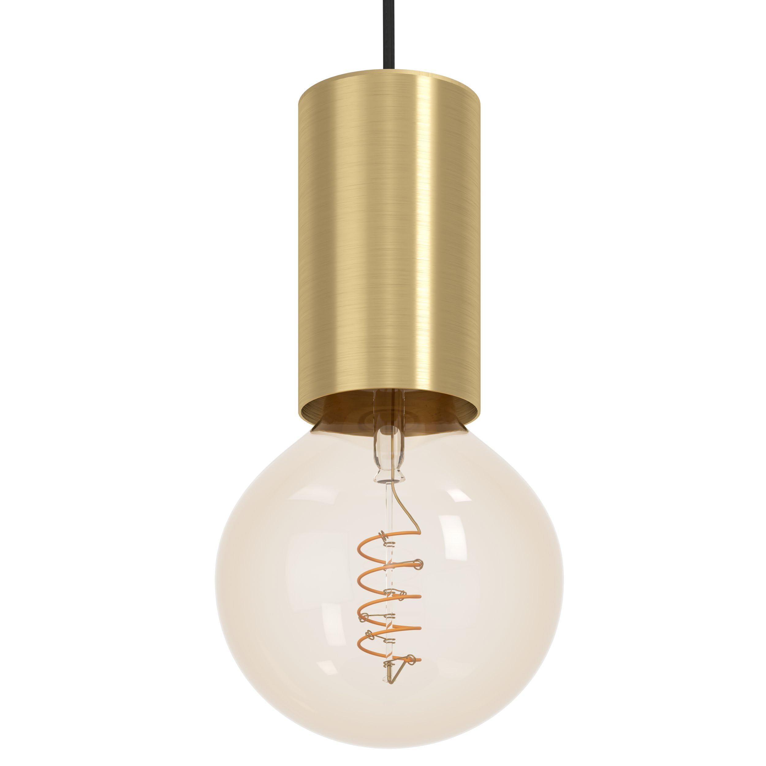 Eglo Pozueta 1 - Lampada a sospensione da appendere sopra il tavolo da pranzo, attacco E27 con cavo, in metallo in ottone, lampada a sospensione con cavo, diametro 6,5 cm