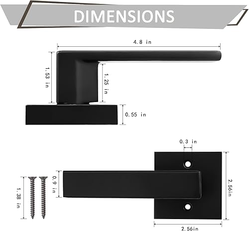 Miniatura 6 de Probrico Paquete de 8 palancas de puerta, manija de puerta falsa para armarios, puertas francesas, manija de puerta simulada cuadrada, tirador de un