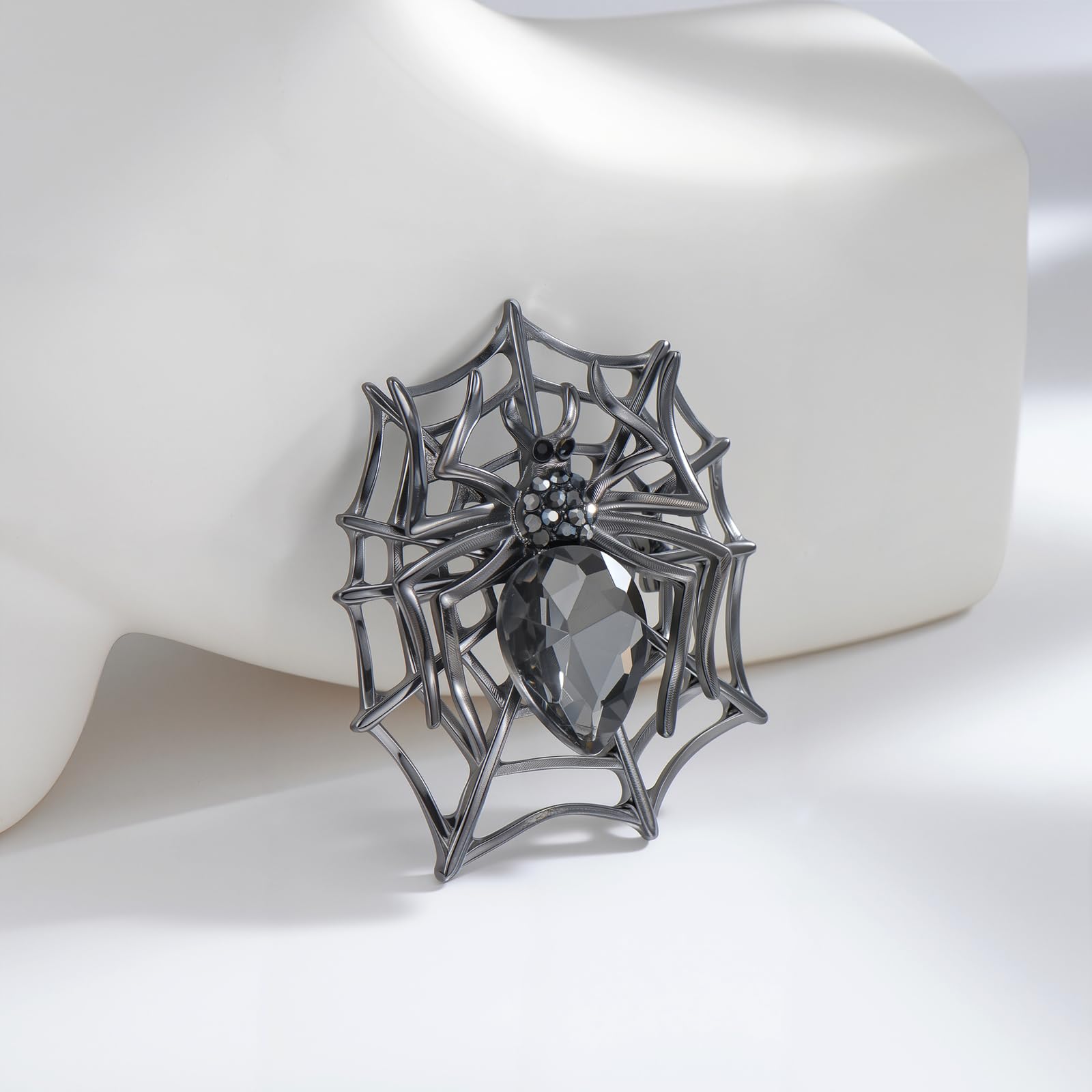 Broches de Solapa con Diamantes de imitación Negros y Cristales, Ideales para Halloween. Regalos para Mujeres y Hombres.