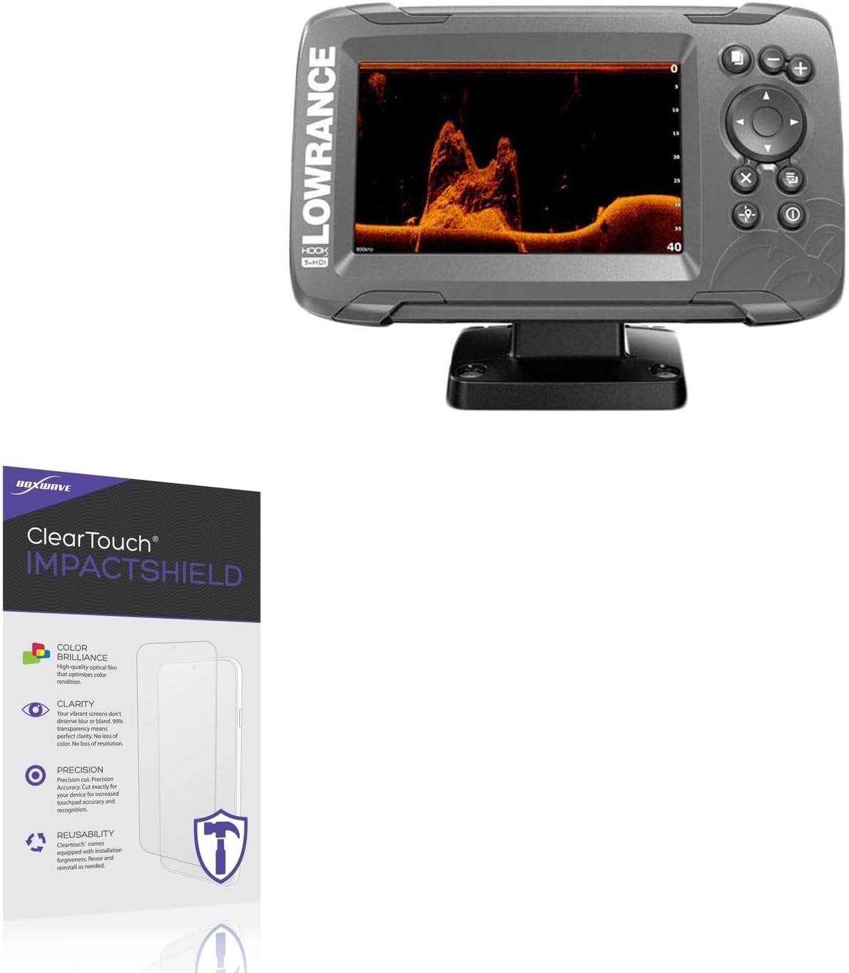BoxWave Screen Protector Compatible With Lowrance Hook2 5x - ClearTouch ImpactShield (2-Pack), Impenetrable Screen Protector Flexible Film