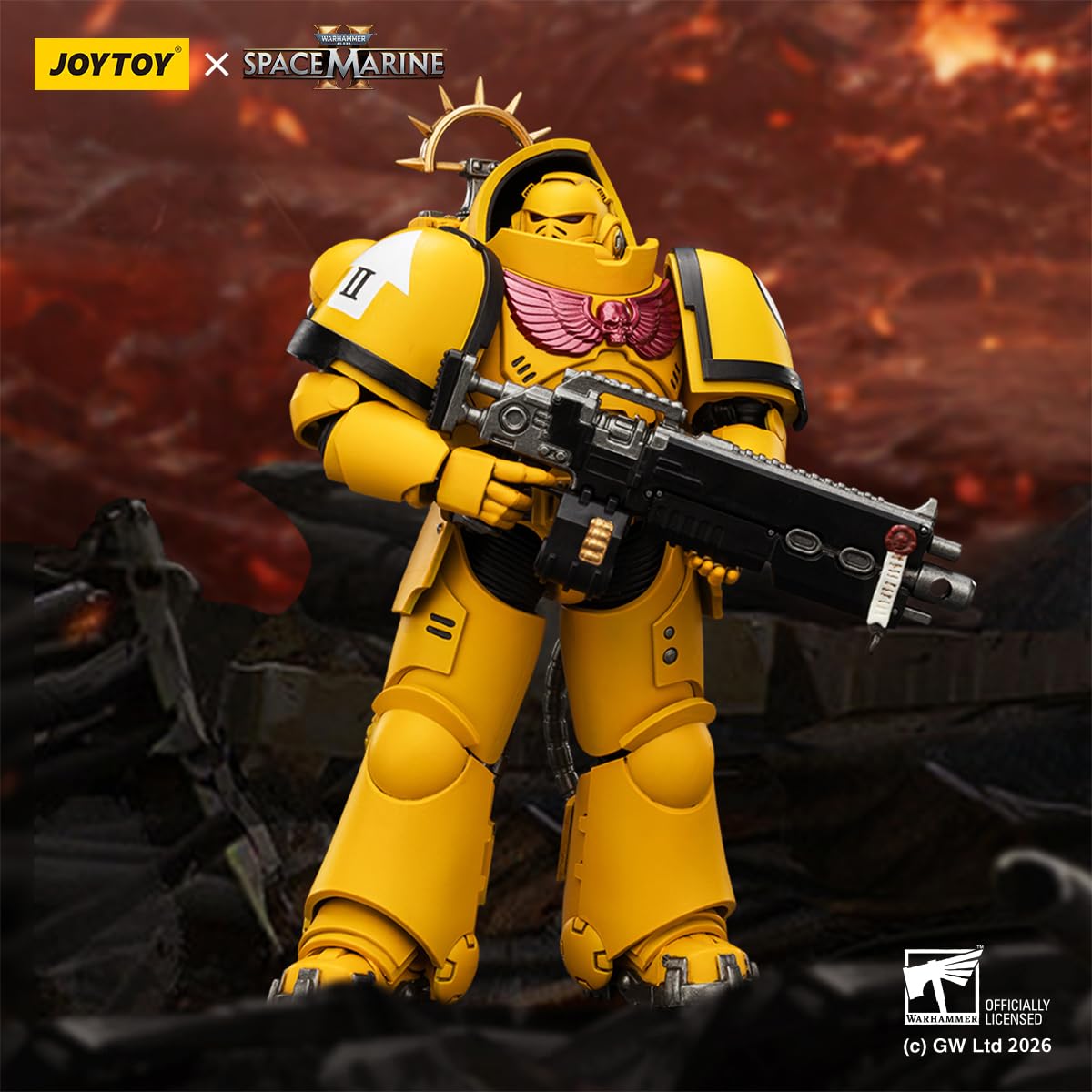 JOYTOY Warhammer 40K Figurine d'action 1/18, édition de jeu, poings impériaux intercesseur lourd avec fusil à boulon lourd et pistolet à boulon – Cadeaux d'anniversaire de collection de 12,7 cm