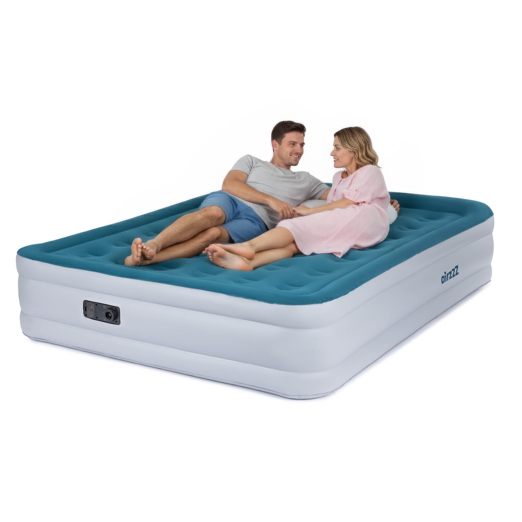 SlumberPlus Air Bed - High Raise Flocked Non Slip Mattress - Quick Self Inflation & Deflation - Inbuilt Pump - Camping,Hiking, Caravan, Guest Bed - Comes With Carry Bag (Slumber Plus Double)