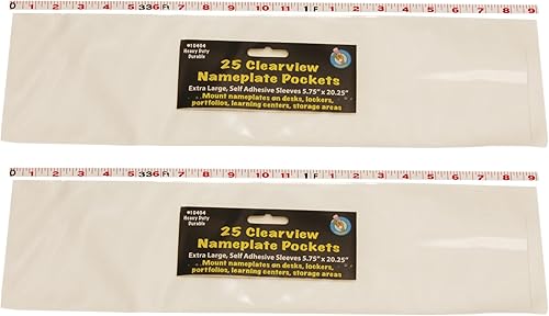 Ashley Productions Clear View - Bolsillo autoadhesivo extra grande para placa de nombre, 5.75 x 21 pulgadas, 25 por paquete, 2 paquetes