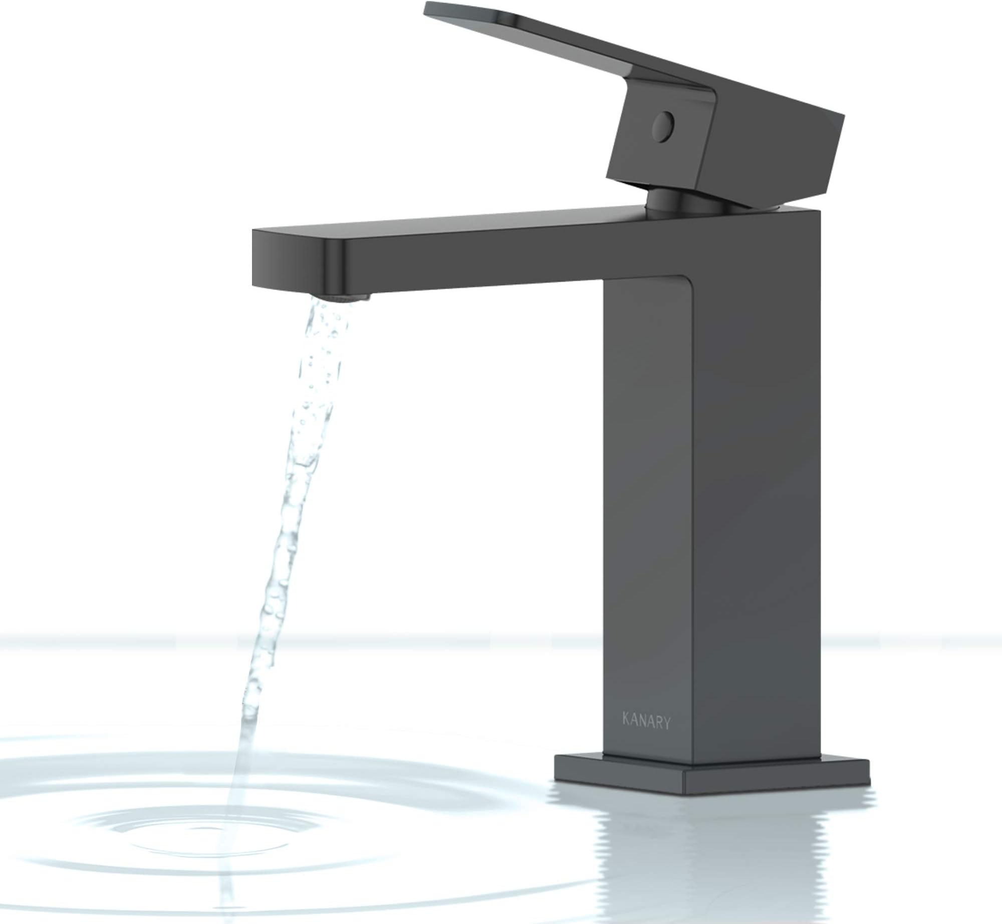 KANARY Bathroom Sink Faucet Solid Brass Body Modern Single Handle Basin Mixer Taps (Matte Black)