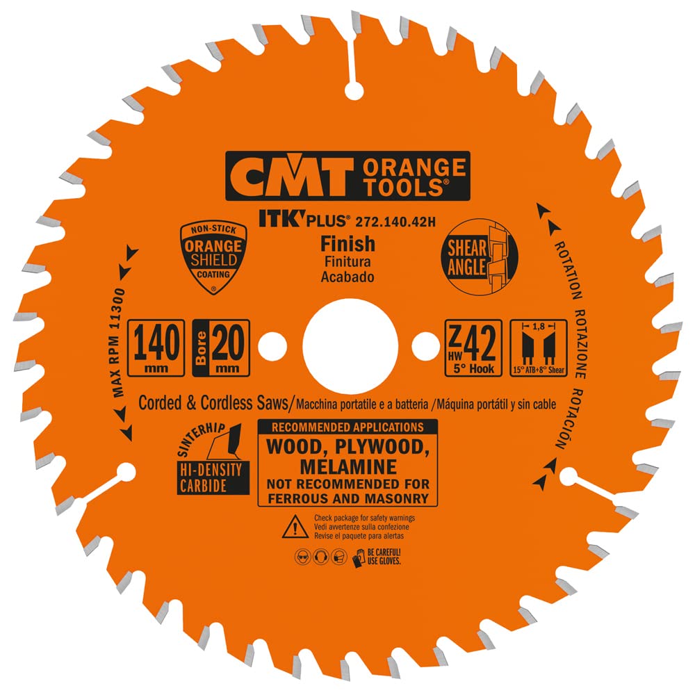 CMT ORANGE TOOLS 272.140.42H Ultra Itk Circular Blade HW 140X1.8/1.2X20 Z42 ATB+S