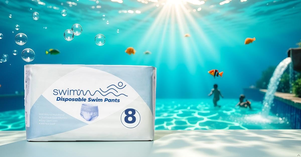 Pañales de natación desechables para niños – Talla 8 (28–42 kg) – 30 unidades – Discreto y Suave para la piel – Protección contra incontinencia fecal – Natación segura en el agua