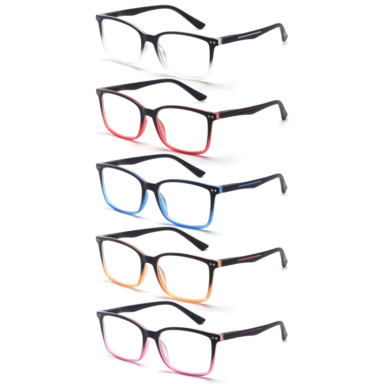 CHOFILORD 5 Pack Reading Glasses for Women Men Blue Light Blocking Computer Readers Spring Hinge Fashion Eyeglasses