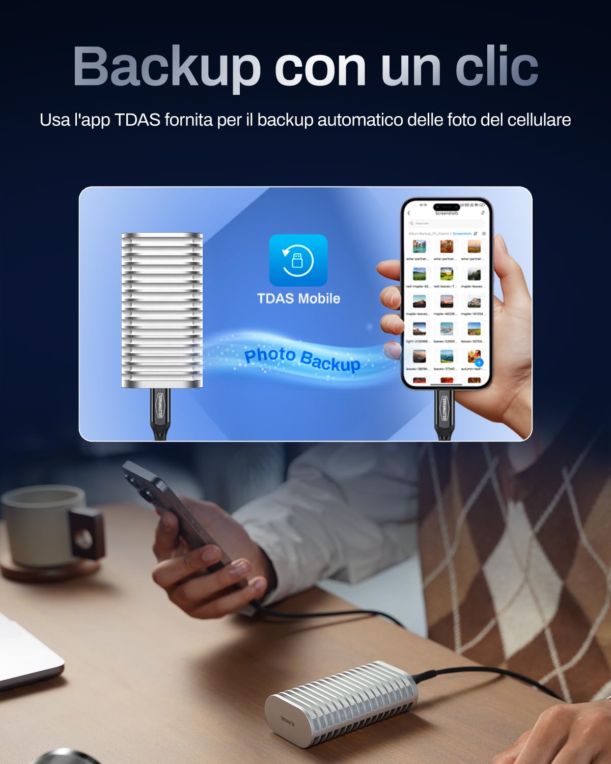 TERRAMASTER D1 SSD Plus 40Gbps M.2 NVMe SSD Enclosure - Alluminio M.2 Enclosure USB Type-C, Compatibile con USB 4/3.2/3.1/3.0/2.0, Thunderbolt 5/4/3, App Mobile per il Backup dei Dati (Diskless)