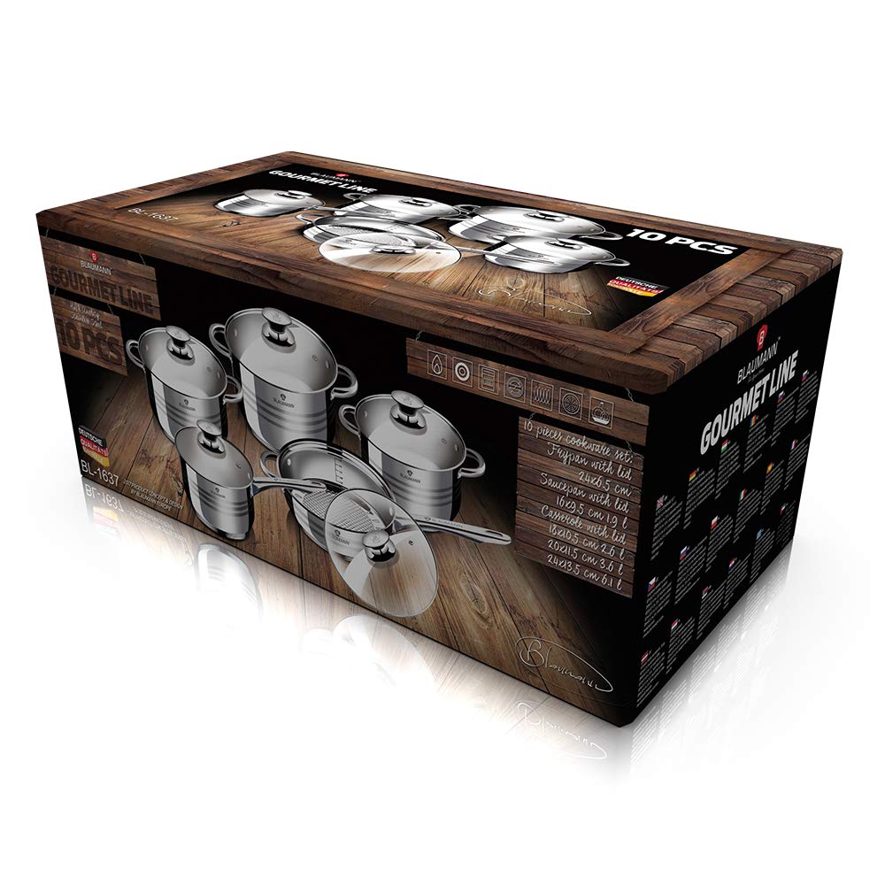Blaumann Bleu Homme Batterie de Cuisine 10 pièces Jumbo Gourmet Line