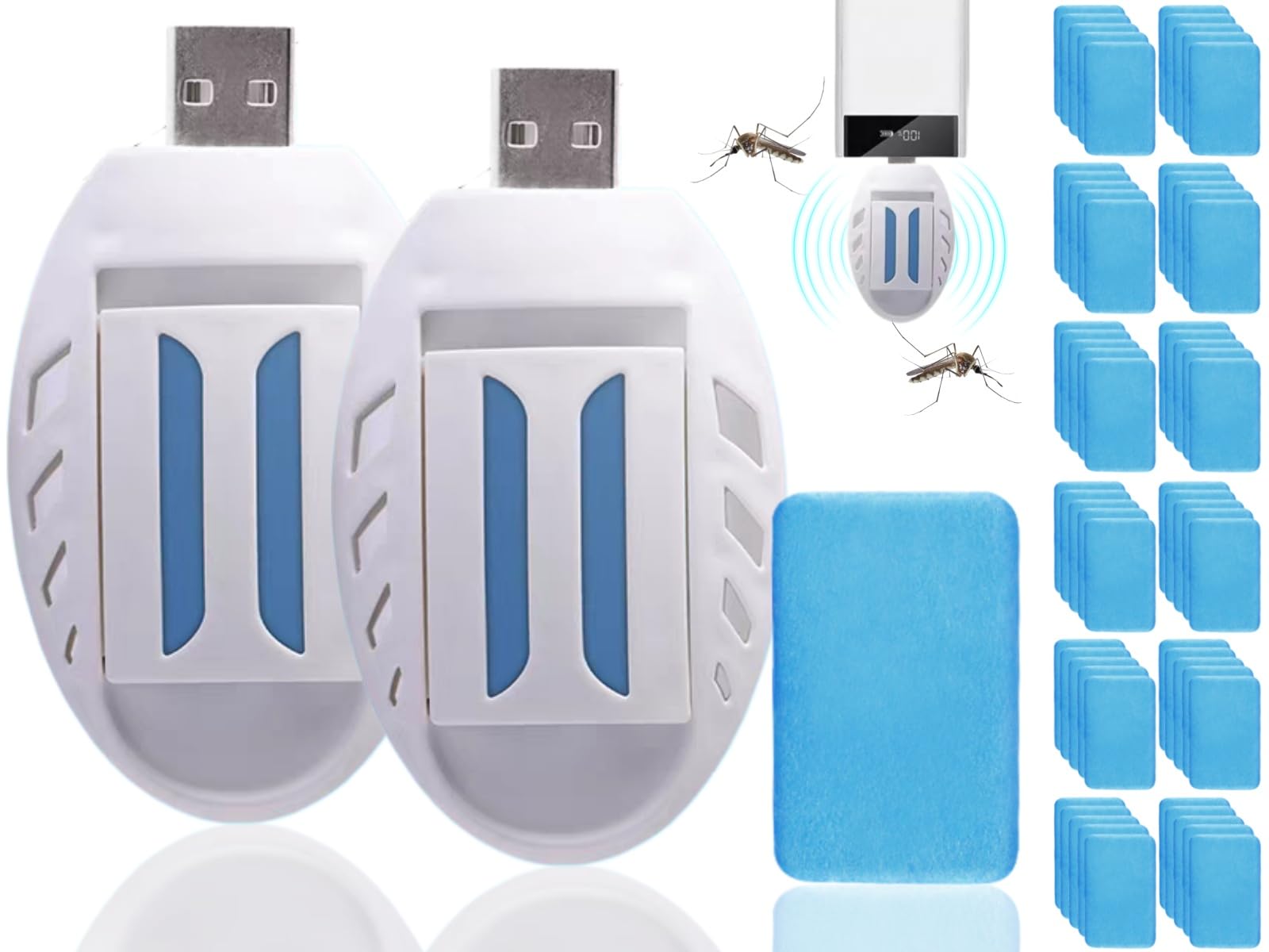 USB Mosquito Repellent Plug In,2pcs USB Mosquito Kil/ler,USB Mosquito Repellent Plug In Mosquito Killer,Indoor Insect Repellentss Plug In,Mosquito Repellents Tablets,with 60 Mosquito