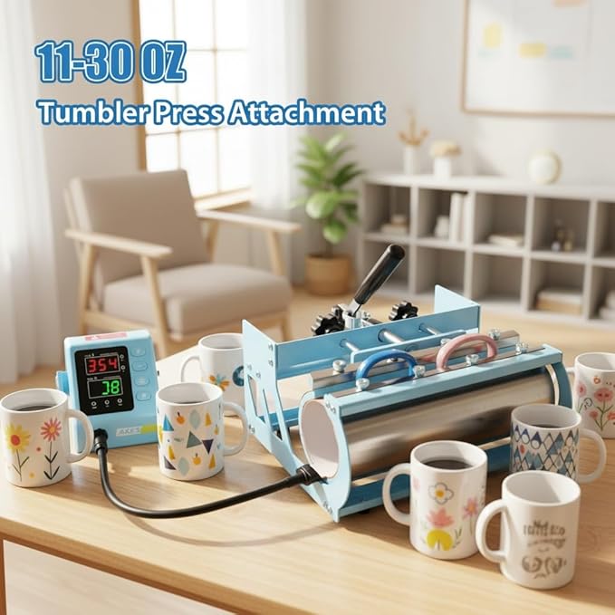 Kit Prensa Térmica 8 en 1 AKEYDIY 15x15 con Accesorios miniatura 4