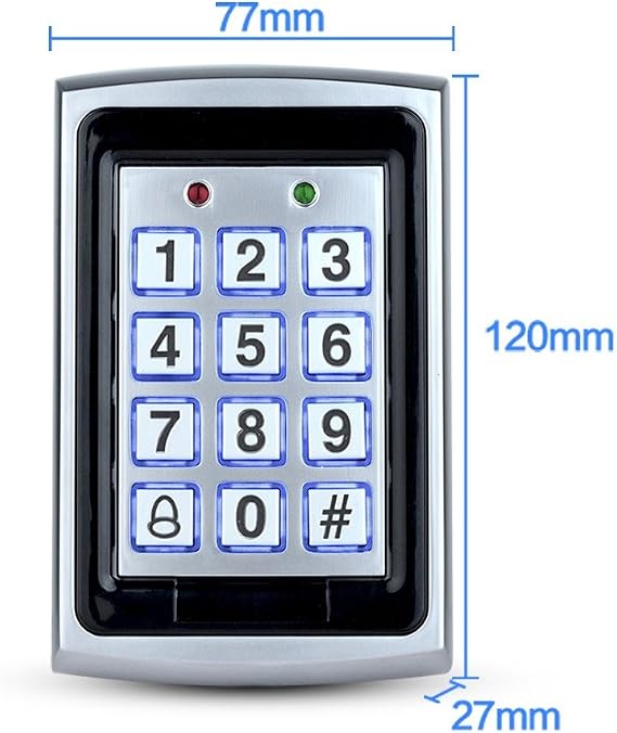 LIBO Waterproof Access Control Keypad Proximity RFID Controller, Suitable for Single Door Entry System, Support 1000 Users, Including 10pcs 125KHz RFID Keyfobs with Rainproof Cover