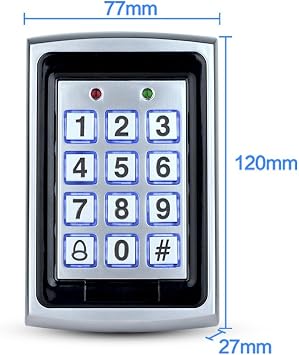 LIBO Waterproof Access Control Keypad Proximity RFID Controller, Suitable for Single Door Entry System, Support 1000 Users, Including 10pcs 125KHz RFID Keyfobs with Rainproof Cover