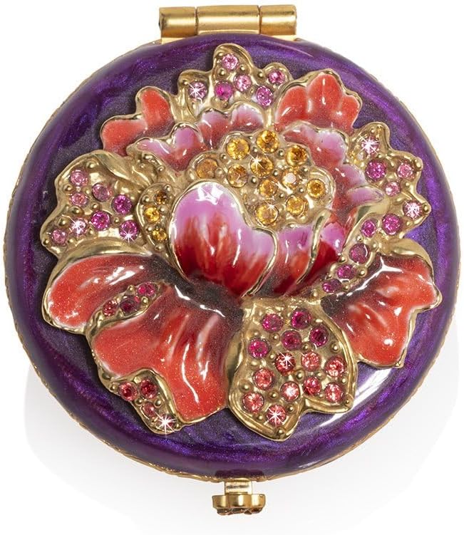 Jay Strongwater Angela - Floral Round Compact Mirror