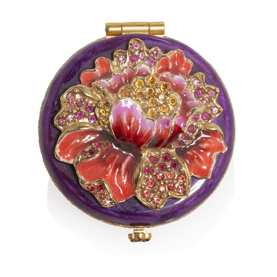 Jay Strongwater Angela - Floral Round Compact Mirror