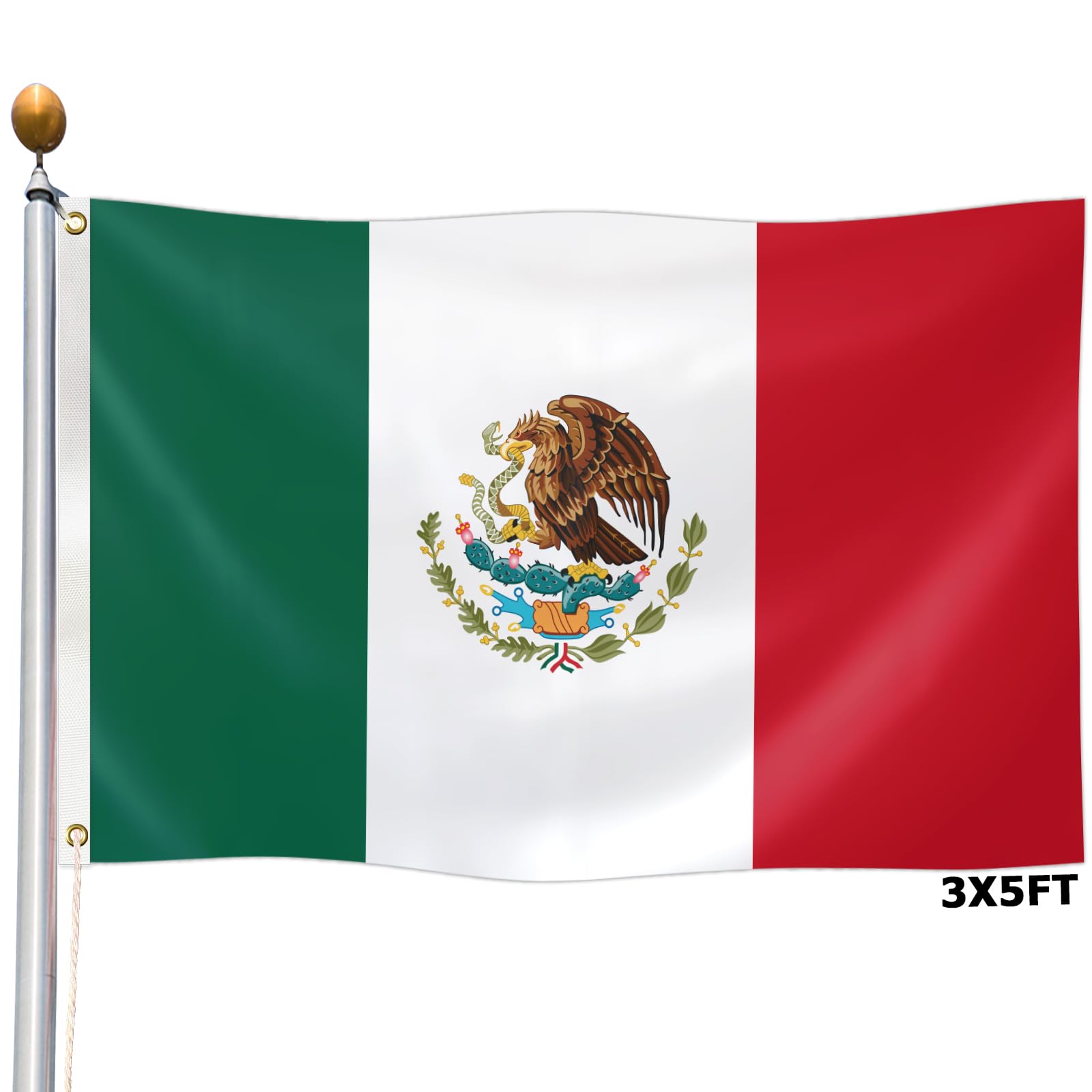 Kartasura 3 Ply Mexico Country Nation Flag Double Sided Flags with Brass Grommets Oxford Sleeve Heavy Duty Flag Home Yard Festival Outdoor Decor (2x3